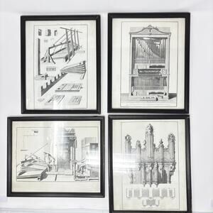 Set of 4 Framed Prints 1862 Orchestrion Prints From The Art of Organ Building